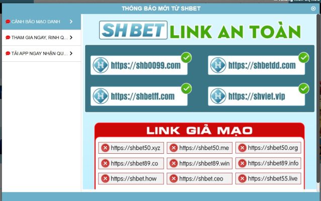 Link chính thống truy cập vào nhà cái SHBET 